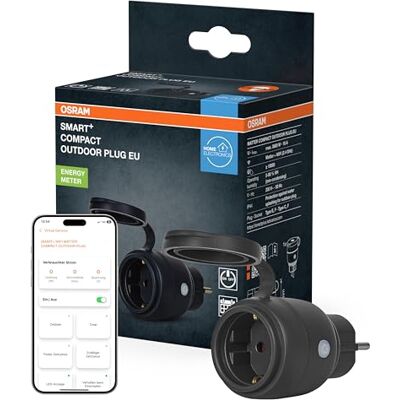 Osram SMART+ WiFi Matter Außensteckdose Plug 16A 3680W IP44 Produktfarbe Schwarz, Diameter, IP44, 1-Pack Osram SMART+ WiFi Matter Außensteckdose Plug 16A 3680W IP44 Produktfarbe Schwarz, Diameter, IP44, 1-Pack