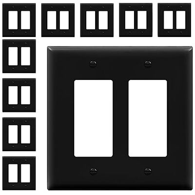 ENERLITES Decorator 8832M-BK-10 x Wandplatte für Lichtschalter oder Steckdose, glänzende Oberfläche, mittlere Größe, 2-fach, 12,4 x 12,5 cm, unzerbrechliches Polycarbonat-Thermoplast, UL-gelistet ENERLITES Decorator 8832M-BK-10 x Wandplatte für Lichtschalter oder Steckdose, glänzende Oberfläche, mittlere Größe, 2-fach, 12,4 x 12,5 cm, unzerbrechliches Polycarbonat-Thermoplast, UL-gelistet