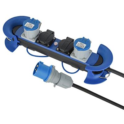 Electraline 62580 Professionelle Steckdosenleiste/Verlängerung für den Außenbereich, CEE-Stecker,4-Fach (2 CEE Steckdosen + 2 Schukosteckdosen), 5 M Gummikabel H07RN-F 3G2.5, geeignet für Camping Electraline 62580 Professionelle Steckdosenleiste/Verlängerung für den Außenbereich, CEE-Stecker,4-Fach (2 CEE Steckdosen + 2 Schukosteckdosen), 5 M Gummikabel H07RN-F 3G2.5, geeignet für Camping