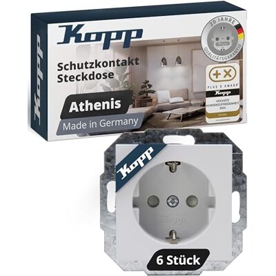 Kopp Athenis Wandsteckdose - RA KV, Grau, Set mit 6 - Steckdose Kopp Athenis Wandsteckdose - RA KV, Grau, Set mit 6 - Steckdose