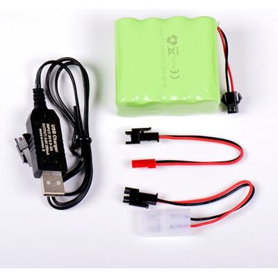 AFTERTECH Akku NI-MH 9,6 V 2400 mAh 58 x 52 x 30 mm mit USB-Ladekabel und Stecker SM 2P Ket JST E3D2 AFTERTECH Akku NI-MH 9,6 V 2400 mAh 58 x 52 x 30 mm mit USB-Ladekabel und Stecker SM 2P Ket JST E3D2