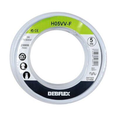 Debflex Weiß 5m Flexibles Kabel H05VV-F 2X 1,5mm² - Kabel Debflex Weiß 5m Flexibles Kabel H05VV-F 2X 1,5mm² - Kabel