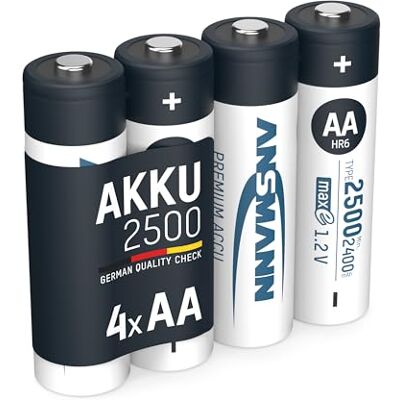 Ansmann Akku AA 2500 mAh NiMH 4er Pack Mignon Batterien Aufladbar Ansmann Akku AA 2500 mAh NiMH 4er Pack Mignon Batterien Aufladbar