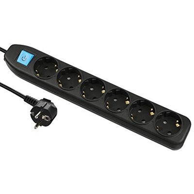 Electraline 52612, 6 Fach Steckdosenleiste mit EIN/aus Schalter, Kabel 1,5m , Stecker Schuko, Schwarz Electraline 52612, 6 Fach Steckdosenleiste mit EIN/aus Schalter, Kabel 1,5m , Stecker Schuko, Schwarz