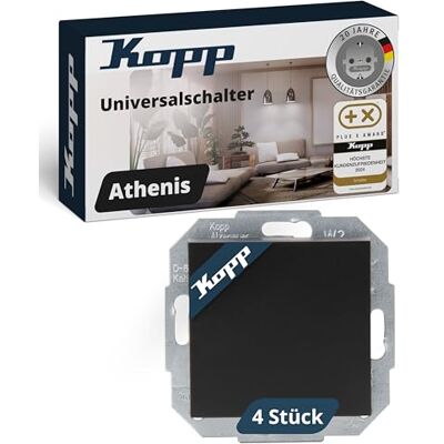 Kopp Athenis Wandschalter-Set - Schalter, Schwarz, 4 Stück Kopp Athenis Wandschalter-Set - Schalter, Schwarz, 4 Stück