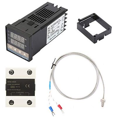 Fafeicy REX C100 PID Temperaturregler 0-400°C mit 25A SSR Relais K-Typ Thermoelement 1m Digitaler Thermostat Temperaturkontrolle für AC 110V/240V Fafeicy REX C100 PID Temperaturregler 0-400°C mit 25A SSR Relais K-Typ Thermoelement 1m Digitaler Thermostat Temperaturkontrolle für AC 110V/240V