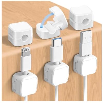 KollyKolla Kabelhalter Magnetisch Selbstklebend, 6 Stück, Kabelclips Weiß mit Starkem Kleber & Einhandbedienung, Kabelhalter für Schreibtisch, Auto Passend für Ladekabel, USB, Kabelmanagement Zubehör KollyKolla Kabelhalter Magnetisch Selbstklebend, 6 Stück, Kabelclips Weiß mit Starkem Kleber & Einhandbedienung, Kabelhalter für Schreibtisch, Auto Passend für Ladekabel, USB, Kabelmanagement Zubehör