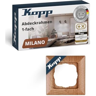 Kopp MILANO 1-fach Abdeckrahmen aus Buchen-Echtholz 8,0 x 8,0 cm Rahmen für Steckdosen & Schalter Stilvoller Steckdosenrahmen aus Holz Hochwertiger Lichtschalter-Rahmen Kopp MILANO 1-fach Abdeckrahmen aus Buchen-Echtholz 8,0 x 8,0 cm Rahmen für Steckdosen & Schalter Stilvoller Steckdosenrahmen aus Holz Hochwertiger Lichtschalter-Rahmen