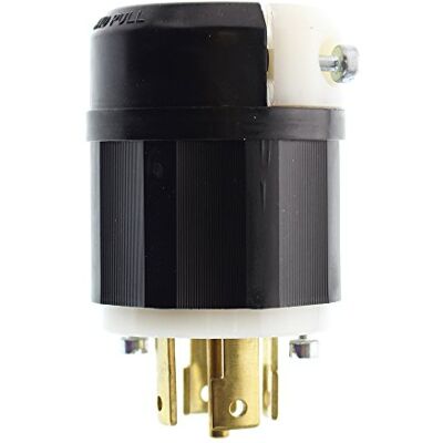 Leviton 2821 30 Amp, 277/480 Volt 3py, NEMA L22–30P, 4p, 5 W, Sicherung plug, Industriequalität, Erdung – Schwarz-Weiss Leviton 2821 30 Amp, 277/480 Volt 3py, NEMA L22–30P, 4p, 5 W, Sicherung plug, Industriequalität, Erdung – Schwarz-Weiss