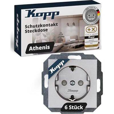 Kopp Athenis Edelstahl 6 Schutzkontakt-Steckdosen Kopp Athenis Edelstahl 6 Schutzkontakt-Steckdosen