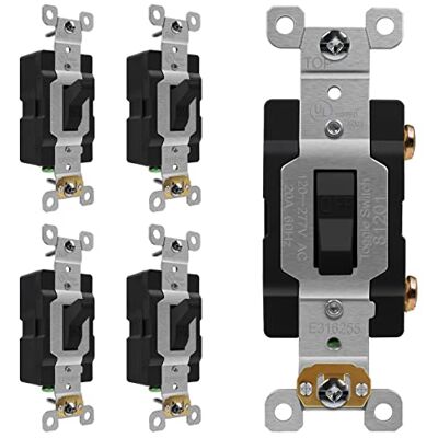 ENERLITES Kipp-Lichtschalter, Lichtschalter, einpolig, 20 A, 120/277 V, Erdungsschraube, handelsübliche Qualität, UL-gelistet, 81201A-BK-5 Stück, Schwarz, 5 Stück ENERLITES Kipp-Lichtschalter, Lichtschalter, einpolig, 20 A, 120/277 V, Erdungsschraube, handelsübliche Qualität, UL-gelistet, 81201A-BK-5 Stück, Schwarz, 5 Stück