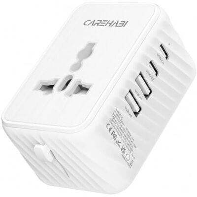 Carehabi Universal Reiseadapter Weltweit, 5-in-1 International Stecker mit 2 USB-C & 2 USB-A Ports, Universal AC Dose für 200+ Länder, Tragbares Reise Ladegerät für Europa, UK, USA, Kreuzfahrt Carehabi Universal Reiseadapter Weltweit, 5-in-1 International Stecker mit 2 USB-C & 2 USB-A Ports, Universal AC Dose für 200+ Länder, Tragbares Reise Ladegerät für Europa, UK, USA, Kreuzfahrt