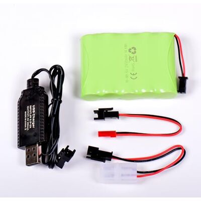 AFTERTECH Akku NI-MH 6 V 2400 mAh 73 x 52 x 15 mm mit USB-Ladekabel und Stecker SM 2P Ket JST E3E3 AFTERTECH Akku NI-MH 6 V 2400 mAh 73 x 52 x 15 mm mit USB-Ladekabel und Stecker SM 2P Ket JST E3E3