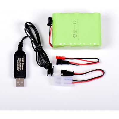 AFTERTECH Akku NI-MH 12 V 2400 mAh 72 x 52 x 30 mm mit USB-Ladekabel und Stecker SM 2P Ket JST E3D4 AFTERTECH Akku NI-MH 12 V 2400 mAh 72 x 52 x 30 mm mit USB-Ladekabel und Stecker SM 2P Ket JST E3D4
