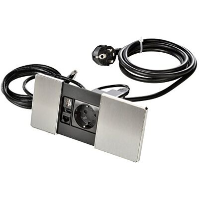 KOPP VersaPad Edelstahl - Steckdose mit USB, 2 m, Grau KOPP VersaPad Edelstahl - Steckdose mit USB, 2 m, Grau