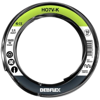 DEBFLEX Flexibler PVC-Kabel - HO7V-K - 2,5mm² - 10m - Schwarz DEBFLEX Flexibler PVC-Kabel - HO7V-K - 2,5mm² - 10m - Schwarz