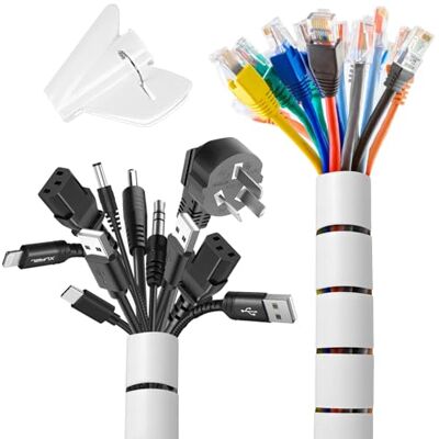 Romon 2 Stück Kabelschlauch, 22-28 mm*3 M Spiralschlauch Cable Organizer Mit 1 Kabelclip, Kabelkanal Flexibel Kabelmanagement FüR TV PC Romon 2 Stück Kabelschlauch, 22-28 mm*3 M Spiralschlauch Cable Organizer Mit 1 Kabelclip, Kabelkanal Flexibel Kabelmanagement FüR TV PC