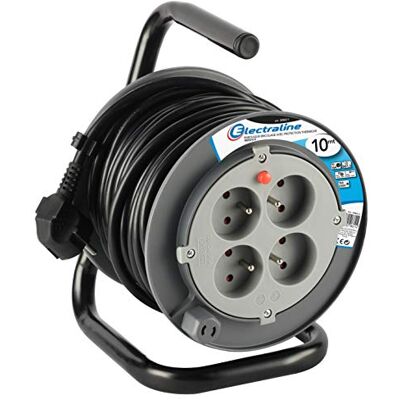 Electraline 208611 PROLONGATEUR Elektrische 10 m mit Kabeltrommel (Stromkabel, 4 Steckdosen 16 A Abschnitt 3 G1,5 mm² Grau Electraline 208611 PROLONGATEUR Elektrische 10 m mit Kabeltrommel (Stromkabel, 4 Steckdosen 16 A Abschnitt 3 G1,5 mm² Grau
