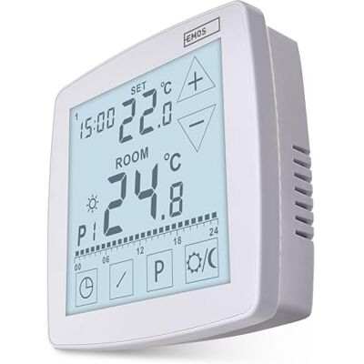 Emos digitaler Raumthermostat mit OpenTherm programmierbar, drahtgebunden, 2X 1,5 V Batterie Heiz-/Kühlsysteme Temperaturregelung 7-30 °C Aufputzmontage Frostschutz weiß Emos digitaler Raumthermostat mit OpenTherm programmierbar, drahtgebunden, 2X 1,5 V Batterie Heiz-/Kühlsysteme Temperaturregelung 7-30 °C Aufputzmontage Frostschutz weiß