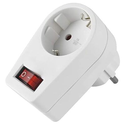 Glowster Adapter mit 1 Steckdose mit Schalter 4,8 mm, 16 A, ideal für die Steuerung des Ein- und Ausschaltens elektrischer Geräte. Glowster Adapter mit 1 Steckdose mit Schalter 4,8 mm, 16 A, ideal für die Steuerung des Ein- und Ausschaltens elektrischer Geräte.