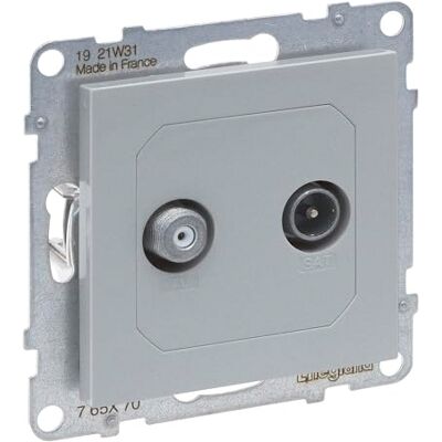 Legrand , SEANO Einzeldose TV-SAT, 2 Kabel, Sternverkabelung HD-TV, Anschlussdämpfung: 1.5 dB, Farbe: Aluminium lackiert, 765270 Legrand , SEANO Einzeldose TV-SAT, 2 Kabel, Sternverkabelung HD-TV, Anschlussdämpfung: 1.5 dB, Farbe: Aluminium lackiert, 765270