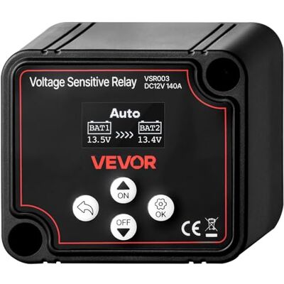 VEVOR Trennrelais, 12 V, 140 A, Doppelbatterie Isolator mit LCD-Bildschirm, intelligenter Batterietrennschalter für Lithium- und Blei-Säure-Batterien, für Auto, LKW, Wohnmobil, UTV, ATV, Boot VEVOR Trennrelais, 12 V, 140 A, Doppelbatterie Isolator mit LCD-Bildschirm, intelligenter Batterietrennschalter für Lithium- und Blei-Säure-Batterien, für Auto, LKW, Wohnmobil, UTV, ATV, Boot