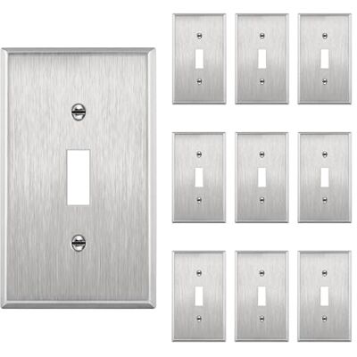 ENERLITES Edelstahl-Kippschalter Wandplatte, 430 Gauge, Standardgröße, 1-4-Gang-Optionen verfügbar 1-Gang Stainless Steel 10 Pack silber ENERLITES Edelstahl-Kippschalter Wandplatte, 430 Gauge, Standardgröße, 1-4-Gang-Optionen verfügbar 1-Gang Stainless Steel 10 Pack silber