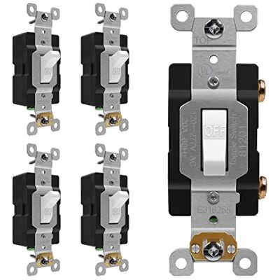 ENERLITES Kipp-Lichtschalter, Lichtschalter, einpolig, 20 A, 120/277 V, Erdungsschraube, handelsübliche Qualität, UL-gelistet, 81201A-W-5 Stück, Weiß, 5 Stück ENERLITES Kipp-Lichtschalter, Lichtschalter, einpolig, 20 A, 120/277 V, Erdungsschraube, handelsübliche Qualität, UL-gelistet, 81201A-W-5 Stück, Weiß, 5 Stück