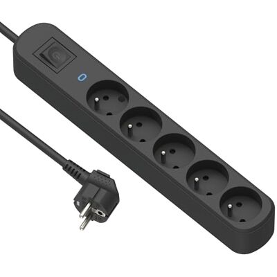 Electraline 32031 Prima Steckdosenleiste, 5 Steckdosen, 16 A, mit Überspannungsschutz, mit Ein-/Ausschalter, Länge 1,5 m, Schwarz Electraline 32031 Prima Steckdosenleiste, 5 Steckdosen, 16 A, mit Überspannungsschutz, mit Ein-/Ausschalter, Länge 1,5 m, Schwarz