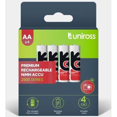 Uniross HYBRIO Wiederaufladbare Batterie HR6 AA 2350 mAh Blister*4 2500 Serie Uniross HYBRIO Wiederaufladbare Batterie HR6 AA 2350 mAh Blister*4 2500 Serie