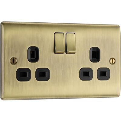 British General BG Electrical NAB22B Doppelschalter-Wandsteckdose, Nexus-Metall, antikes Messing, 13 A, NAB22B British General BG Electrical NAB22B Doppelschalter-Wandsteckdose, Nexus-Metall, antikes Messing, 13 A, NAB22B