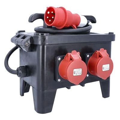 as - Schwabe as Schwabe Mobiler Baustromverteiler CEE 16 A 400 V, 4x T23 IP55, 2x CEE 16 A, 2 m H07RN-F, mit FI 40A/30mA, IP44 spritzwassergeschützt as - Schwabe as Schwabe Mobiler Baustromverteiler CEE 16 A 400 V, 4x T23 IP55, 2x CEE 16 A, 2 m H07RN-F, mit FI 40A/30mA, IP44 spritzwassergeschützt
