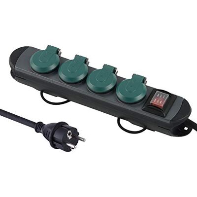 Electraline 61285 30920 Steckdosenleiste, wasserdicht, professionell, mit Aufroller, 4 Steckdosen 16 A, Kabel aus Gummi 1,8 m, H07RN-F 3G1,5 mm², IP44, schwarz/grün Electraline 61285 30920 Steckdosenleiste, wasserdicht, professionell, mit Aufroller, 4 Steckdosen 16 A, Kabel aus Gummi 1,8 m, H07RN-F 3G1,5 mm², IP44, schwarz/grün