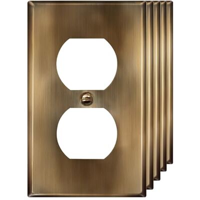 ENERLITES Duplex-Steckdose aus Metall, Wandplatte, Edelstahl-Steckdosenabdeckung, korrosionsbeständig, Standardgröße 1-Gang 11,4 x 7 cm, UL-gelistet, 7721-AB-5 Stück, antikes Messing, 5 Stück ENERLITES Duplex-Steckdose aus Metall, Wandplatte, Edelstahl-Steckdosenabdeckung, korrosionsbeständig, Standardgröße 1-Gang 11,4 x 7 cm, UL-gelistet, 7721-AB-5 Stück, antikes Messing, 5 Stück