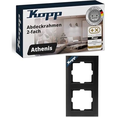 Kopp ATHENIS 2-fach Abdeckrahmen in Matt-Schwarz 86 x 157 x 9,5 mm Rahmen für Steckdosen & Schalter Eleganter Steckdosenrahmen aus Kunststoff Hochwertiger Lichtschalter-Rahmen Kopp ATHENIS 2-fach Abdeckrahmen in Matt-Schwarz 86 x 157 x 9,5 mm Rahmen für Steckdosen & Schalter Eleganter Steckdosenrahmen aus Kunststoff Hochwertiger Lichtschalter-Rahmen
