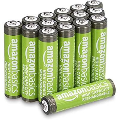 Amazon 16er-Pack wiederaufladbare AAA-NiMH-Akkus mit hoher Kapazität, 850 mAh, 1,2 V, bis zu 500-mal aufladbar, vorgeladen Amazon 16er-Pack wiederaufladbare AAA-NiMH-Akkus mit hoher Kapazität, 850 mAh, 1,2 V, bis zu 500-mal aufladbar, vorgeladen