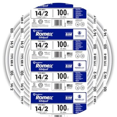 Southwire 28827423 100' 14/2 mit Erdung Romex Marke SIMpull Wohnzimmer Indoor Elektrodraht Typ NM-B, Weiß Southwire 28827423 100' 14/2 mit Erdung Romex Marke SIMpull Wohnzimmer Indoor Elektrodraht Typ NM-B, Weiß