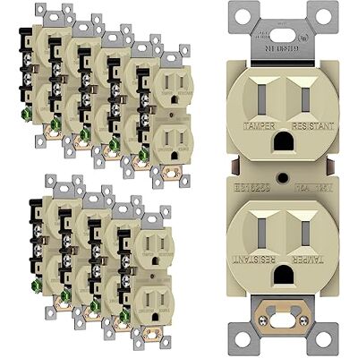 ENERLITES Duplex-Steckdosen, für private und gewerbliche Qualität, 3-Draht, selbsterdend, 2-polig, UL-gelistet Ivory 10 Pack ENERLITES Duplex-Steckdosen, für private und gewerbliche Qualität, 3-Draht, selbsterdend, 2-polig, UL-gelistet Ivory 10 Pack