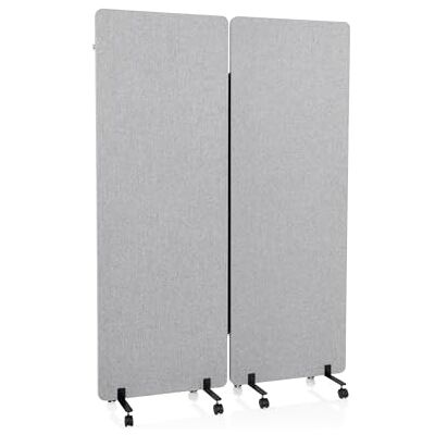 hjh OFFICE Mobile Akustik Trennwand 2er Set 177 x 60 cm FLEXMIUT Stoff Hellgrau Raumteiler mit Rollen & Gleiter 891001 hjh OFFICE Mobile Akustik Trennwand 2er Set 177 x 60 cm FLEXMIUT Stoff Hellgrau Raumteiler mit Rollen & Gleiter 891001