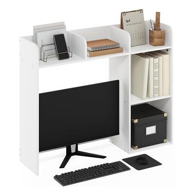 Furinno Classic Desktop Bücherregal Aufbewahrungsregal, Schreibtischorganisator mit 5 Regalen, Weiß Furinno Classic Desktop Bücherregal Aufbewahrungsregal, Schreibtischorganisator mit 5 Regalen, Weiß