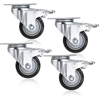 Voluker Lenkrolle Möbelrollen Transportrollen mit Bremse, 75 mm, PVC Rollen, Tragen Max. 400 kg, 4 Stück, Schwarz Voluker Lenkrolle Möbelrollen Transportrollen mit Bremse, 75 mm, PVC Rollen, Tragen Max. 400 kg, 4 Stück, Schwarz