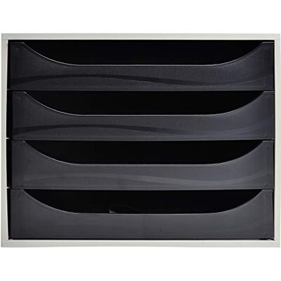 Exacompta 2286014D Ablagebox Office mit 4 Schubladen für DIN A4+ Dokumente. Ecobox mit hoher Kapazität für mehr Platz auf dem Schreibtisch Big Box Grau Schwarz Exacompta 2286014D Ablagebox Office mit 4 Schubladen für DIN A4+ Dokumente. Ecobox mit hoher Kapazität für mehr Platz auf dem Schreibtisch Big Box Grau Schwarz