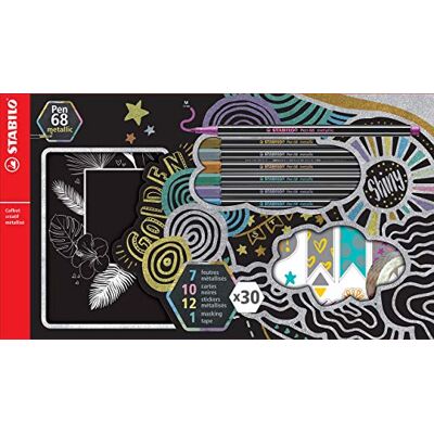 STABILO Pen 68 metallic Premium Metallic Fasermaler Kreativbox mit 7 Farben STABILO Pen 68 metallic Premium Metallic Fasermaler Kreativbox mit 7 Farben