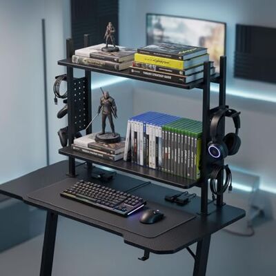 Noua Lash Verstellbarer Schreibtisch-Organizer mit doppeltem Regalboden, Gaming-Schreibtisch, Ausstellungsregal für Büro und Zuhause Noua Lash Verstellbarer Schreibtisch-Organizer mit doppeltem Regalboden, Gaming-Schreibtisch, Ausstellungsregal für Büro und Zuhause