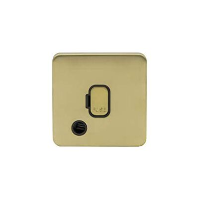 Schneider Electric Lisse GGBL5003BSB, schraubenlose Abdeckung, ungeschaltete Anschlusseinheit, einzeln gesichert, mit Flexausgang, 13 A, satiniertes Messing mit schwarzem Einsatz Schneider Electric Lisse GGBL5003BSB, schraubenlose Abdeckung, ungeschaltete Anschlusseinheit, einzeln gesichert, mit Flexausgang, 13 A, satiniertes Messing mit schwarzem Einsatz