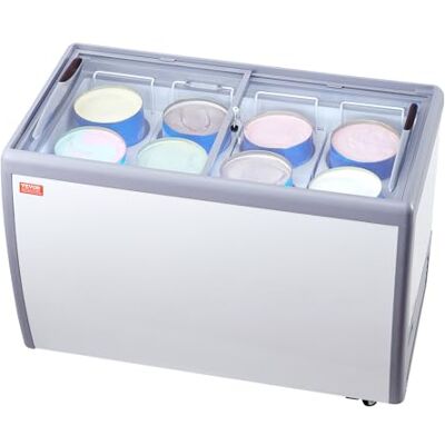 Vevor Eiscreme-Vitrine - 370L Horizontal mit LEDs & Glastür Vevor Eiscreme-Vitrine - 370L Horizontal mit LEDs & Glastür