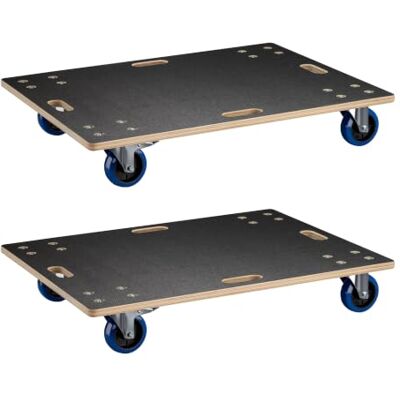 Wiltec Transportroller 2er Set 800 x 600 mm mit 800 kg Traglast, Möbelroller mit 18 mm Holzplatte, Rollbrett mit 4 Gummirädern Wiltec Transportroller 2er Set 800 x 600 mm mit 800 kg Traglast, Möbelroller mit 18 mm Holzplatte, Rollbrett mit 4 Gummirädern