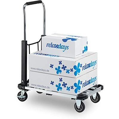 Relaxdays Transportwagen, faltbarer Plattformwagen, ausziehbar & höhenverstellbar, Rollen mit Bremse, bis 100kg, schwarz Relaxdays Transportwagen, faltbarer Plattformwagen, ausziehbar & höhenverstellbar, Rollen mit Bremse, bis 100kg, schwarz