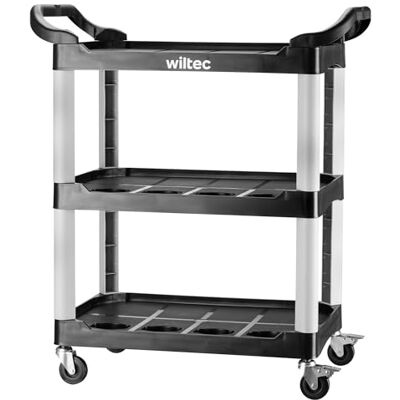 Wiltec 3-Ebenen Rollwagen Typ 01 mit 136 kg Traglast, Werkstattwagen 74,5 × 42,5 × 67,5 cm aus Kunststoff Wiltec 3-Ebenen Rollwagen Typ 01 mit 136 kg Traglast, Werkstattwagen 74,5 × 42,5 × 67,5 cm aus Kunststoff