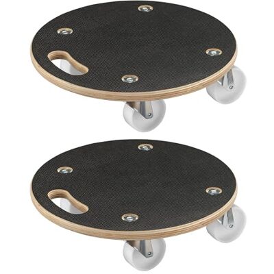 Wiltec 2X Transportroller 380 x 110 mm rund 250 kg Traglast je Möbelroller, Rollbrett aus Holz mit 4 Lenkrollen Wiltec 2X Transportroller 380 x 110 mm rund 250 kg Traglast je Möbelroller, Rollbrett aus Holz mit 4 Lenkrollen